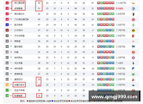 德甲积分排行榜TOP10：谁将成为下一个冠军？
